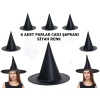 CLZ192 Halloween Siyah Renk Parlak Dralon Cadı Şapkası Yetişkin ve Çocuk Uyumlu 6 Adet (4172)