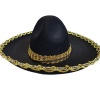 CLZ192 Altın Renk Şeritli Meksika Mariachi Latin Şapkası 55 cm Çocuk (4172)