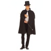 CLZ192 Siyah Sihirbaz Pelerini 120 cm ve Sihirbaz Şapkası 12 cm Yetişkin Boy (4172)