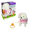 PFT-B025 Peluş Tasmalı Yürüyen Pembe Fiyonklu Köpek -Vardem