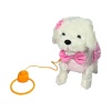 PFT-B025 Peluş Tasmalı Yürüyen Pembe Fiyonklu Köpek -Vardem