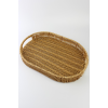 3 lü Rattan Tepsi Dekoratif Tepsi Hasır Örme Tepsi Oval Krem    -Alg11331