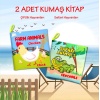 2 Kitap  İngilizce Çiftlik Hayvanları ve Safari Hayvanarı Kumaş Sessiz Kitap