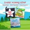 3 Kitap  İngilizce Siyah-Beyaz Bebek , Safari ve Kutup Hayvanları Kumaş Sessiz Kitap