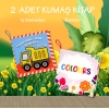 2 Kitap  İngilizce İş Makinaları ve Renkler Kumaş Sessiz Kitap