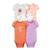 Carters Layette Kız Bebek 5Li Kısa Kol Body 1P567010 Karışık Renkli