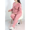 Battal Polar Pijama Takımı Pembebeyaz