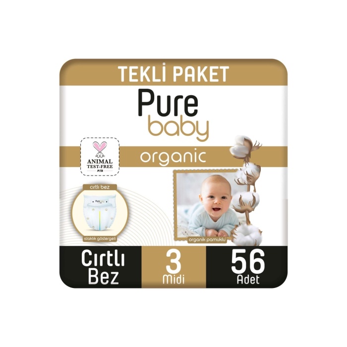 Sleepy Pure Baby Organik Bebek Bezi Jumbo 3 Beden 4-10 Kg 56 Adet