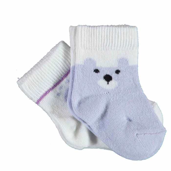 Bibaby Biorganic Happy Bear 2Li Çorap 68413 Lila