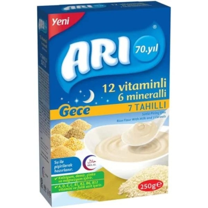 Arı 12 Vitaminli 6 Mineralli 7 Tahıllı Sütlü Pirinç Unu Gece 250gr