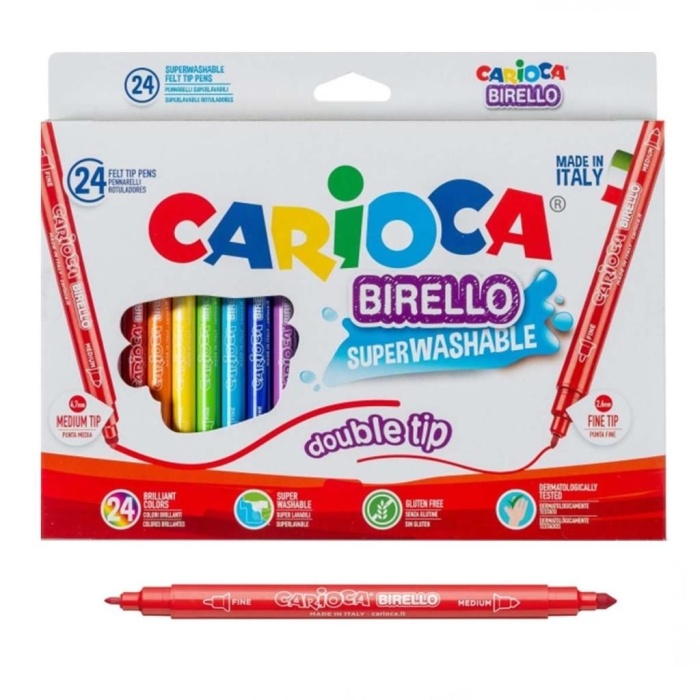 Nessiworld Carioca Birello Çift taraflı Süper Yıkanabilir Keçeli Kalem 24lü