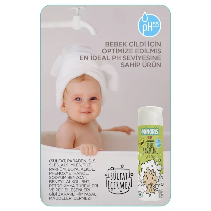 Minoris Baby Organik Bebek Saç ve Vücut Şampuanı 200ml