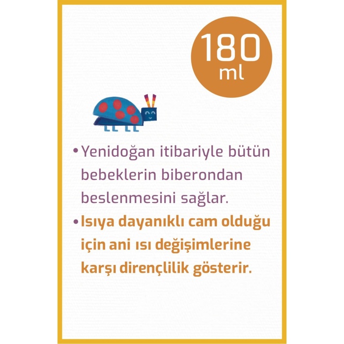 Bebedor Geniş Ağızlı Isıya Dayanıklı Cam Biberon 120ml 50301