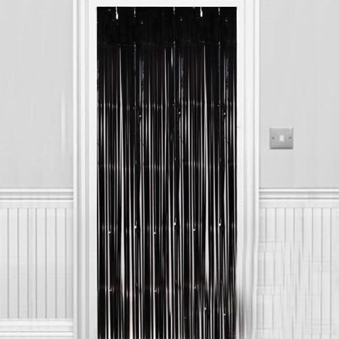 Siyah Renk Işıltılı Duvar ve Kapı Perdesi 100x220 cm