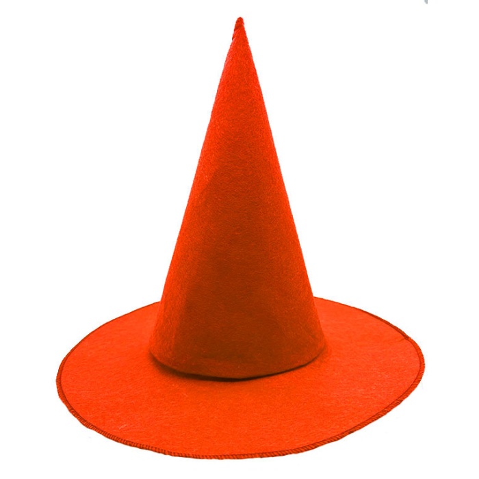 Turuncu Renk Keçe Cadı Şapkası Yetişkin Çocuk Uyumlu 35X38 cm (CLZ)
