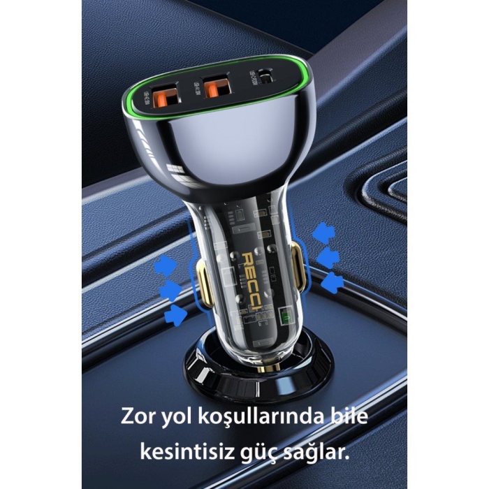 CLZ942 Rcc-n18 Usb Ve Type-c 93w Pd Araç Şarjı - Ürün Rengi : Siyah