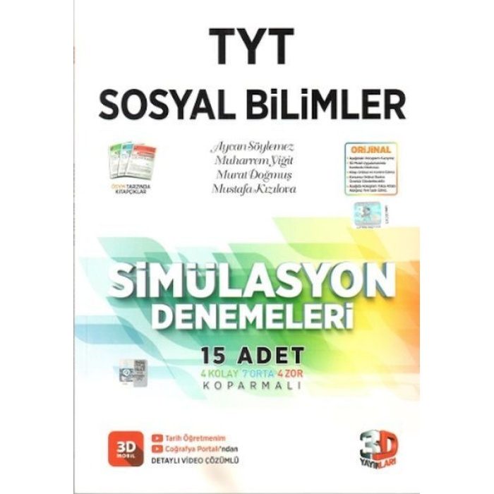 3D Yayınları TYT Sosyal Bilimler Tamamı Video Çözümlü Simülasyon Denemeleri