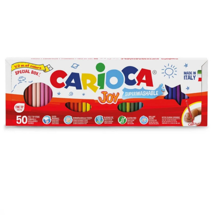 Carioca Joy Süper Yıkanabilir Keçeli Kalem Fosforlu 50 Renk 50 cm 41018