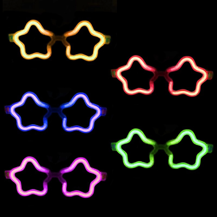 Yıldız Glow Gözlük - Yıldız Şekilli Glow Stick Gözlüğü - Glow Partisi Gözlük 12 Adet