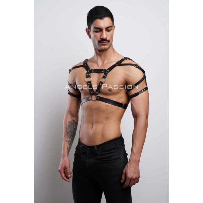 CLZ41 Savaşçı Viking Erkek Harness, Erkek PartyWear, Viking Cosplay - Ürün Rengi:Siyah