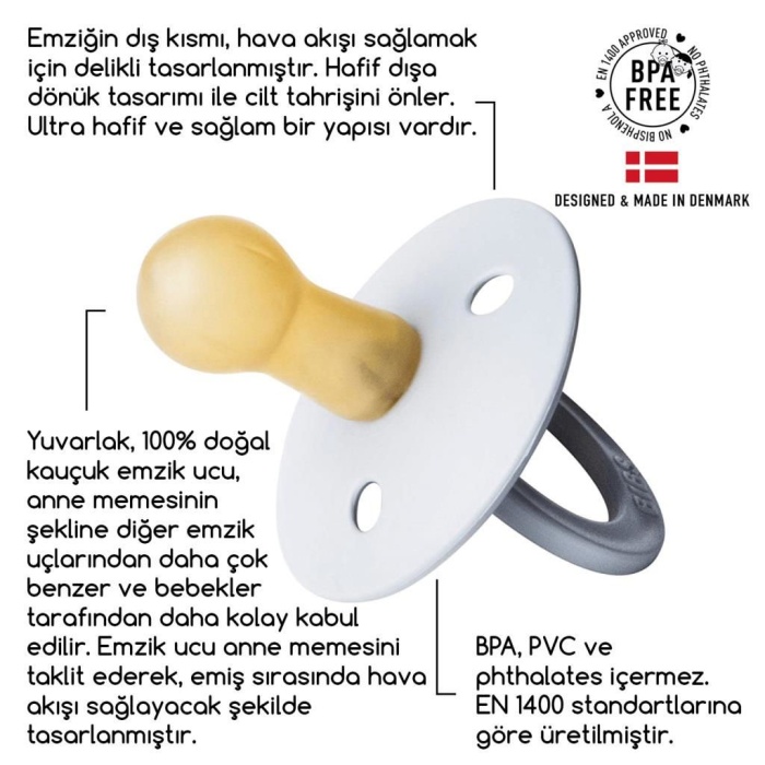 Bibs Colour Kauçuk Emzik 0-6 Ay İron Glow