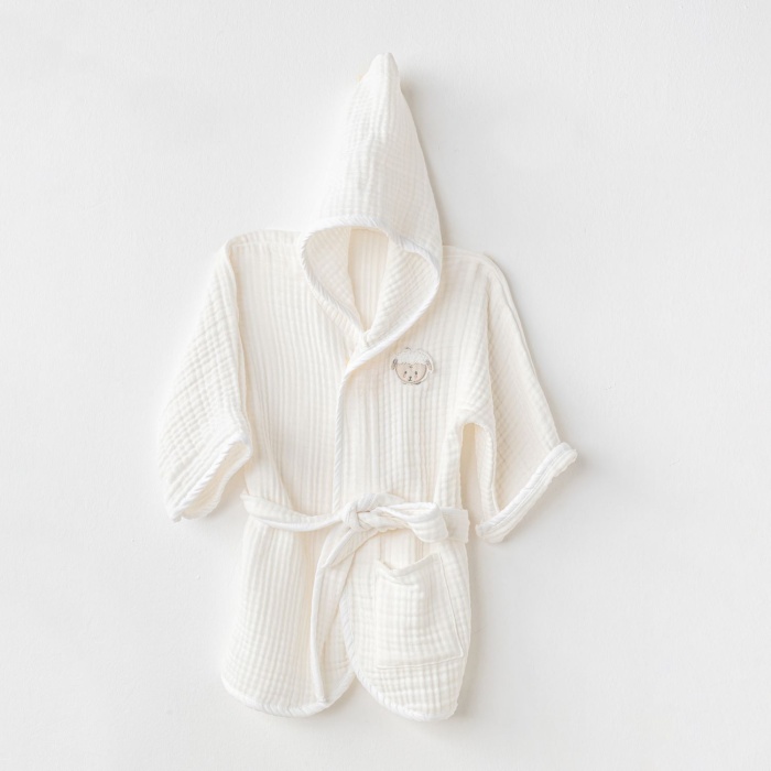 Andywawa AC24616 Bathrobe Gıft Bebek Bornoz White