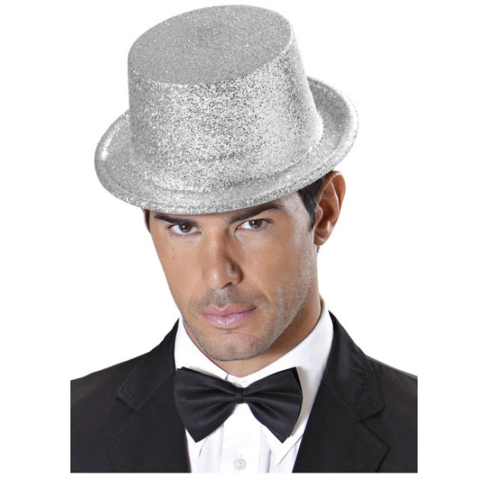 Gümüş Renk Uzun Plastik Simli Parti Şapkası (CLZ)