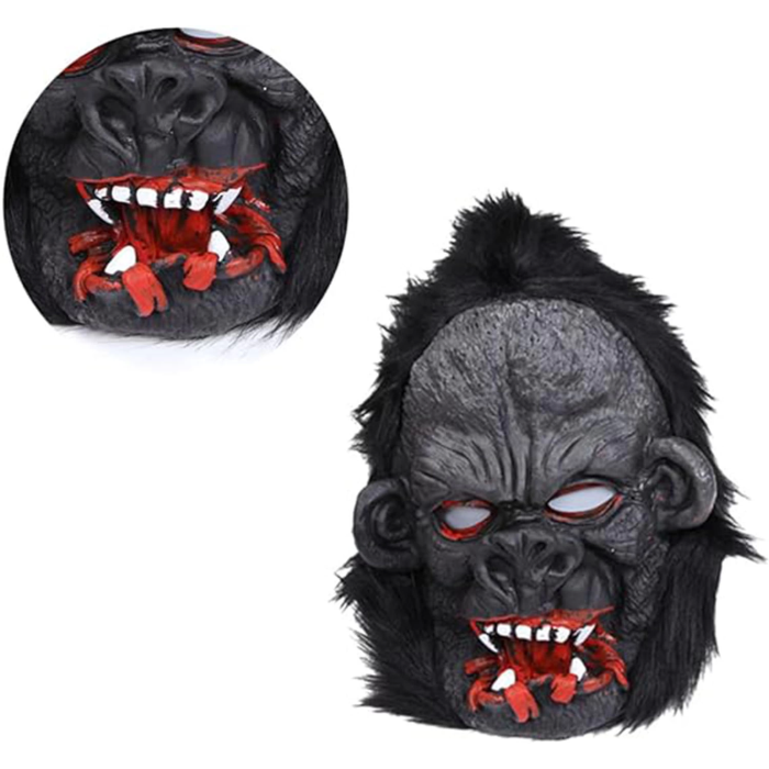 Lateks Goril Maskesi Maymun Maskesi Et Maskesi Orangutan Siyah Saçlı 2 No