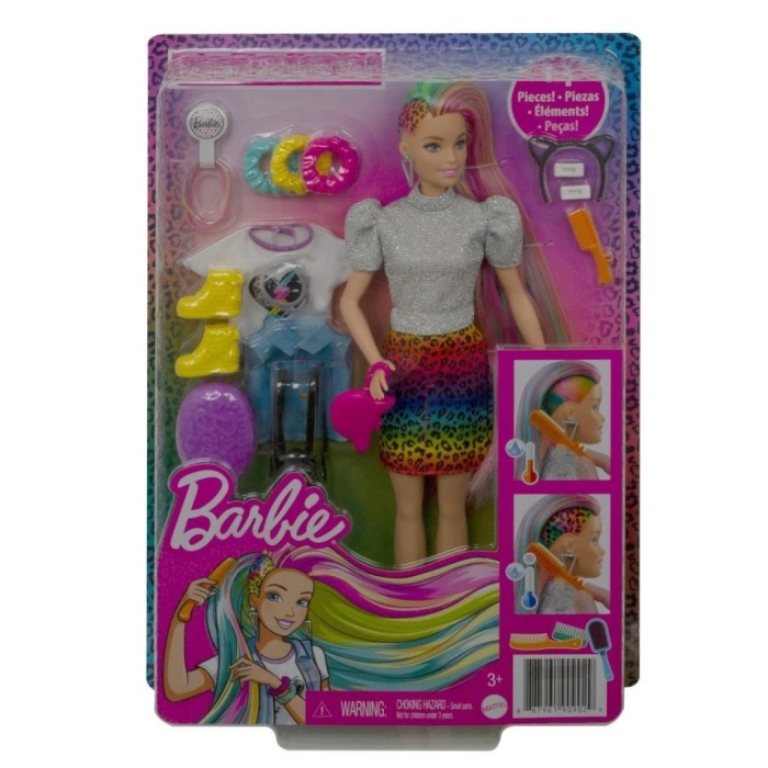 GRN81 Barbie, Leopar Desenli Saçlar Bebeği