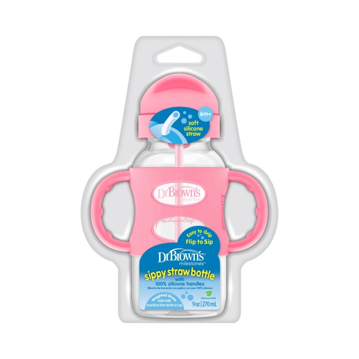 Dr Browns Milestones Sippy Pipetli Alıştırma Bardağı 270ml Pembe