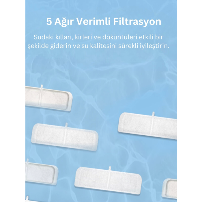 Akıllı Kedi Köpek Su Şelalesi Su Pınarı Su Sebili - Wifi Destekli - Uv - 2.2 Lt Otomatik Su Kabı