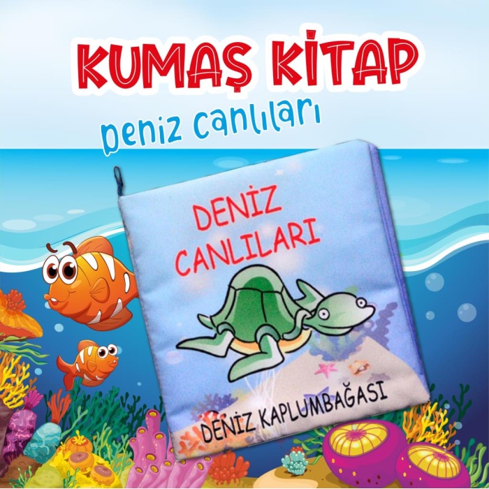 Deniz Canlıları Kumaş Sessiz Kitap