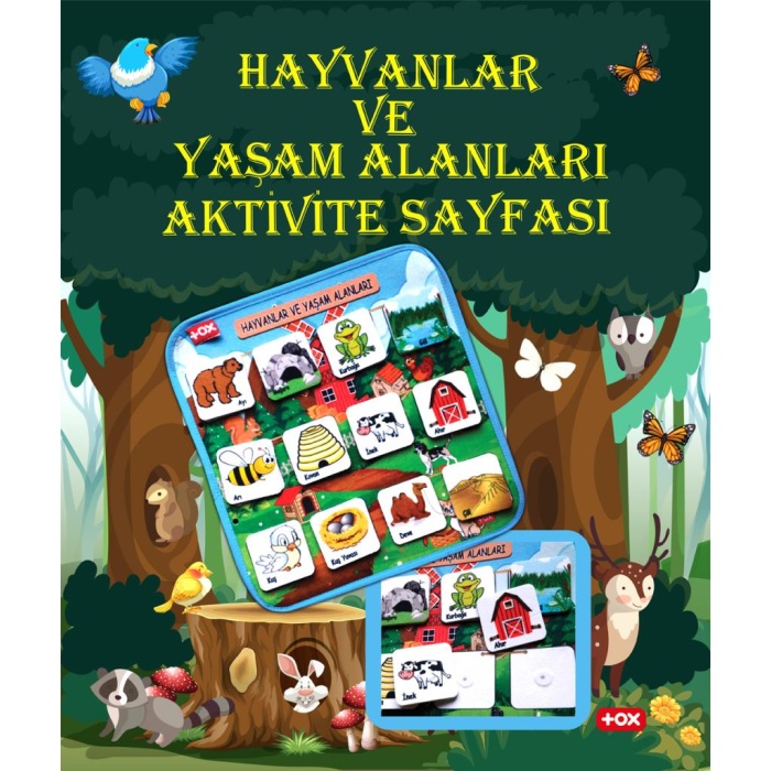 ( Hayvanlar ve Yaşam Alanları ) Keçe Cırtlı Aktivite Sayfası - Çocuk Etkinlik , Eğitici Oyuncak