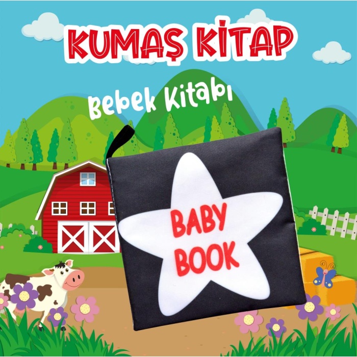 İngilizce Siyah Beyaz Bebek Kumaş Sessiz Kitap