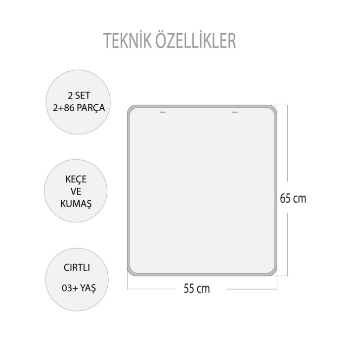 2 Set - 86 Parça  Takvimi Öğreniyorum (2023) Keçe Duvar Panoları , Eğitici Oyuncak