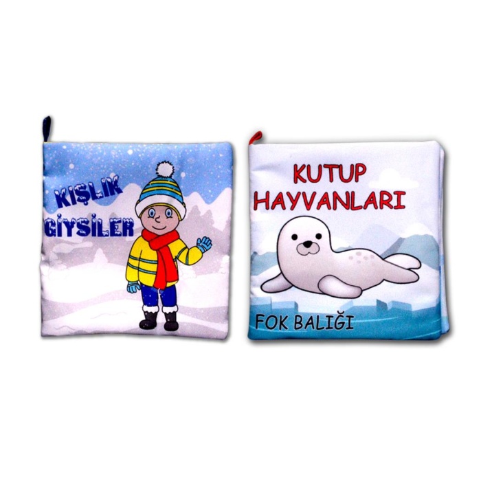 2 Kitap  Kutup Hayvanları ve Kışlık Giysiler Kumaş Sessiz Kitap