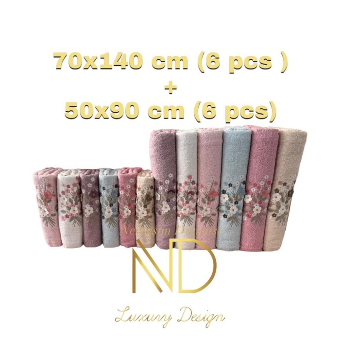 NH Mimoza Fitilli 6lı havlu 50x90cm + 70X140 cm 6 Adet