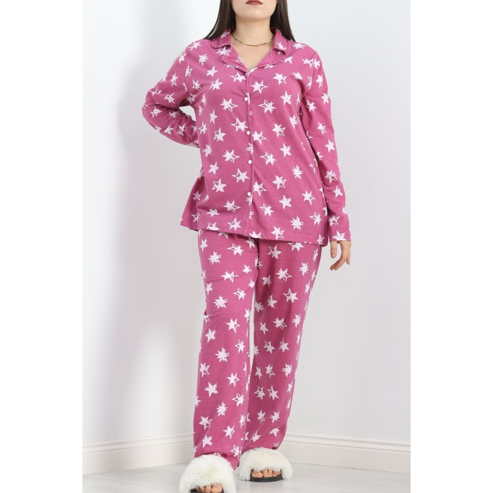 Baskılı Battal Pijama Takımı Beyazyıldızlı