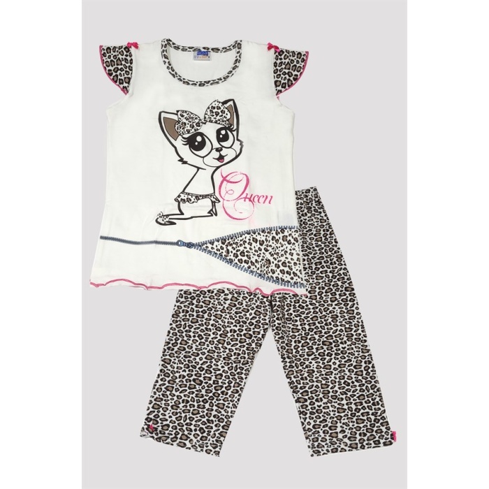 Kız Çocuk Leopar Desenli Pijama Takımı 6529