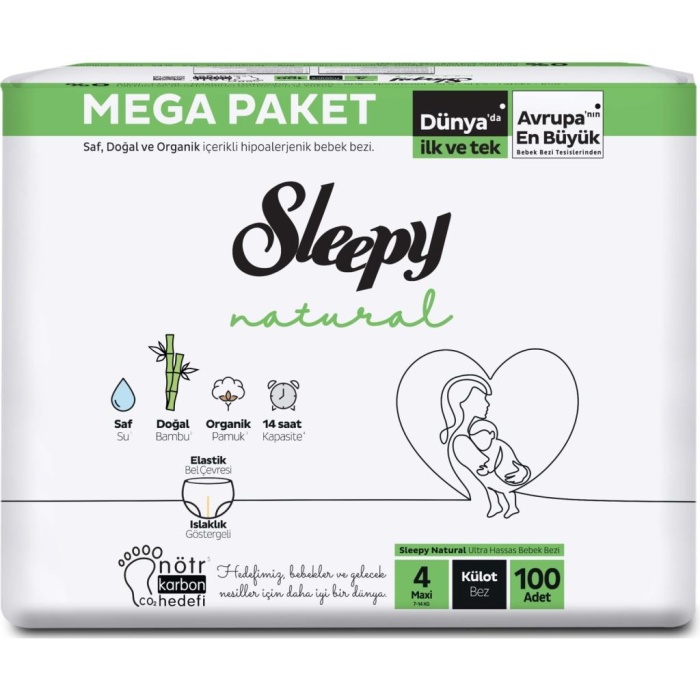 Natural Külot Bez Mega Paket 4 Beden 7-14 Kg 100 Adet