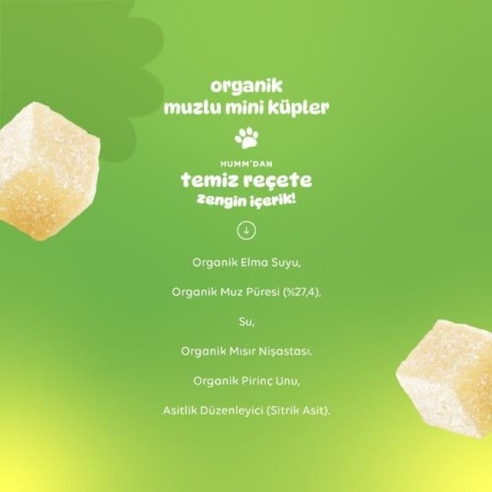 Humm Organik Muzlu Glutensiz Vegan Mini Küpler 30 Gr