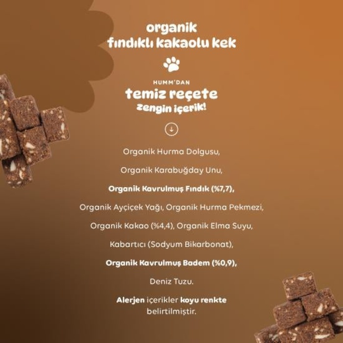 Humm Organik Fındıklı Kakaolu Vegan Kek 30 Gr