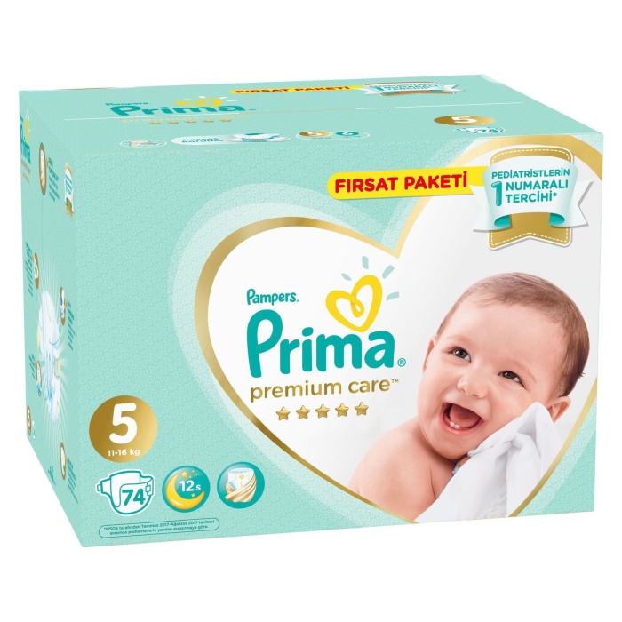 Prima Premium Care Bebek Bezi Fırsat Paketi 5 Beden 74 Adet