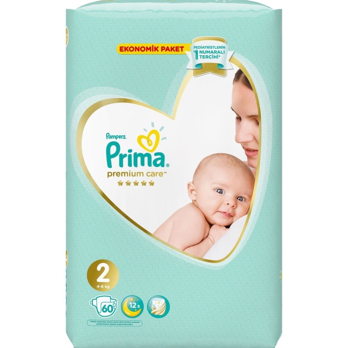 Prima Premium Care Bebek Bezi Ekonomik Paket 2 Beden 60 Adet