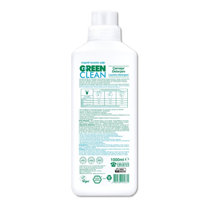 Green Clean Bitkisel Çamaşır Deterjanı 1000ml