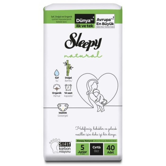 Sleepy Natural Bebek Bezi Yeni Jumbo 5 Beden 11-18 Kg 40 Adet