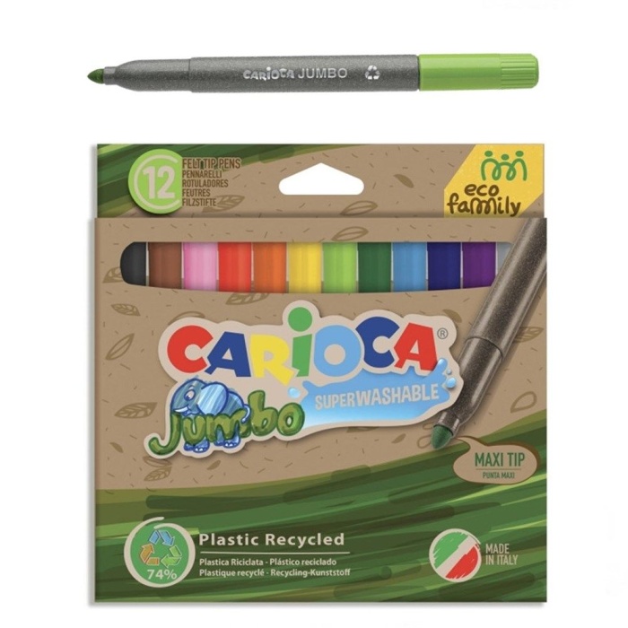 Carioca Eco Family Jumbo Süper Yıkanabilir Keçeli Boya Kalemi 12li