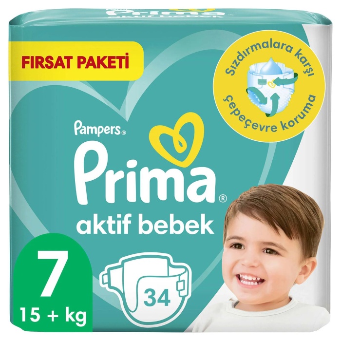 Prima Bebek Bezi Aktif Bebek Eko Paket 7 Beden 34 Adet