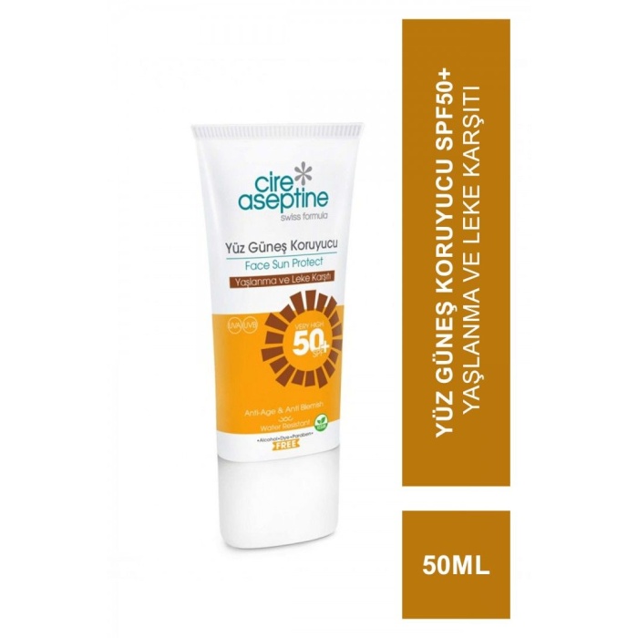 Cire Aseptine Sun Yüz Güneş Koruyucu Yaşlanma ve Leke Karşıtı Krem 50 SPF 50ml