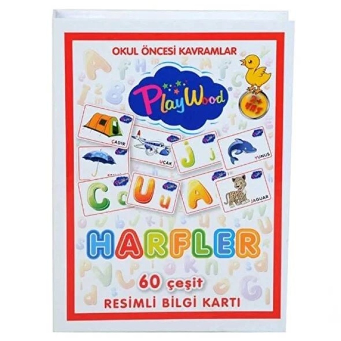 PlayWood Eğitici Resimli Bilgi Kartları Harfler 26